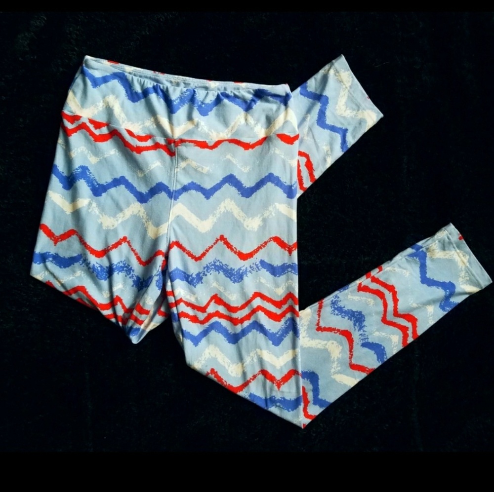 LuLaRoe leggings OS Red white blue Flag USA stripe